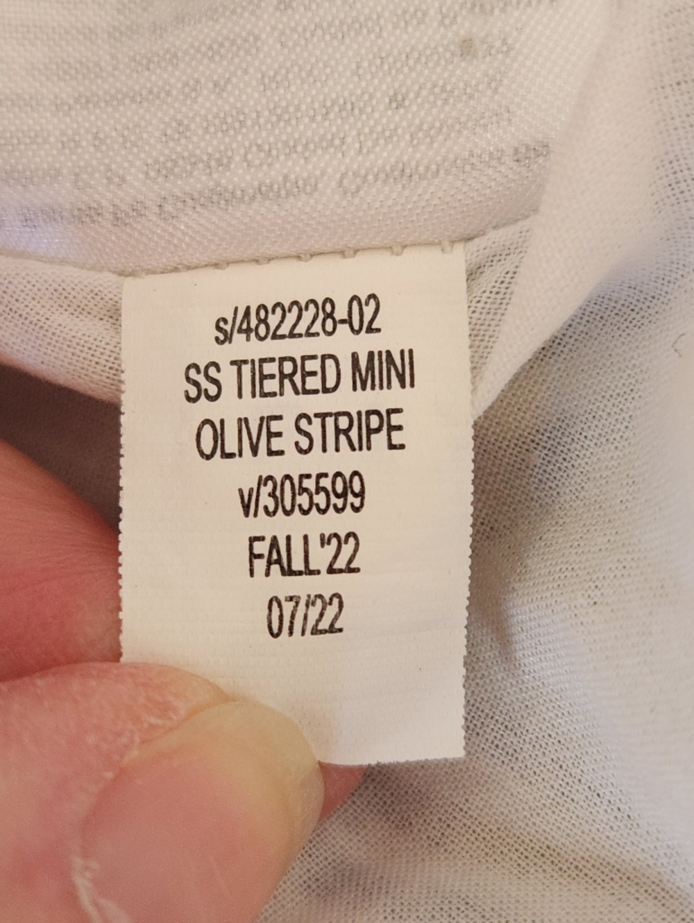 GAP Olive and White Mini Striped Tiered Shirtdress S - Picture 11 of 11